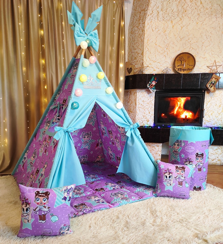 Намет дитячий Вігвам для дітей курінь для ігор Magic lol + кошик Повний комплект!, фото 1