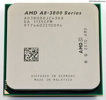 AMD A8-3800 CPU 2.4-2.7GHz/4M/65W Socket FM1 Процесор для ПК AD3800OJZ43GX