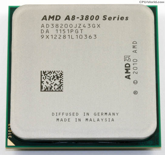 AMD A8-3820 CPU 2.5-2.8GHz/4M/65W Socket FM1 Процесор для ПК AD3820OJZ43GX