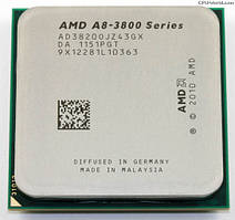 AMD A8-3820 CPU 2.5-2.8GHz/4M/65W Socket FM1 Процесор для ПК AD3820OJZ43GX