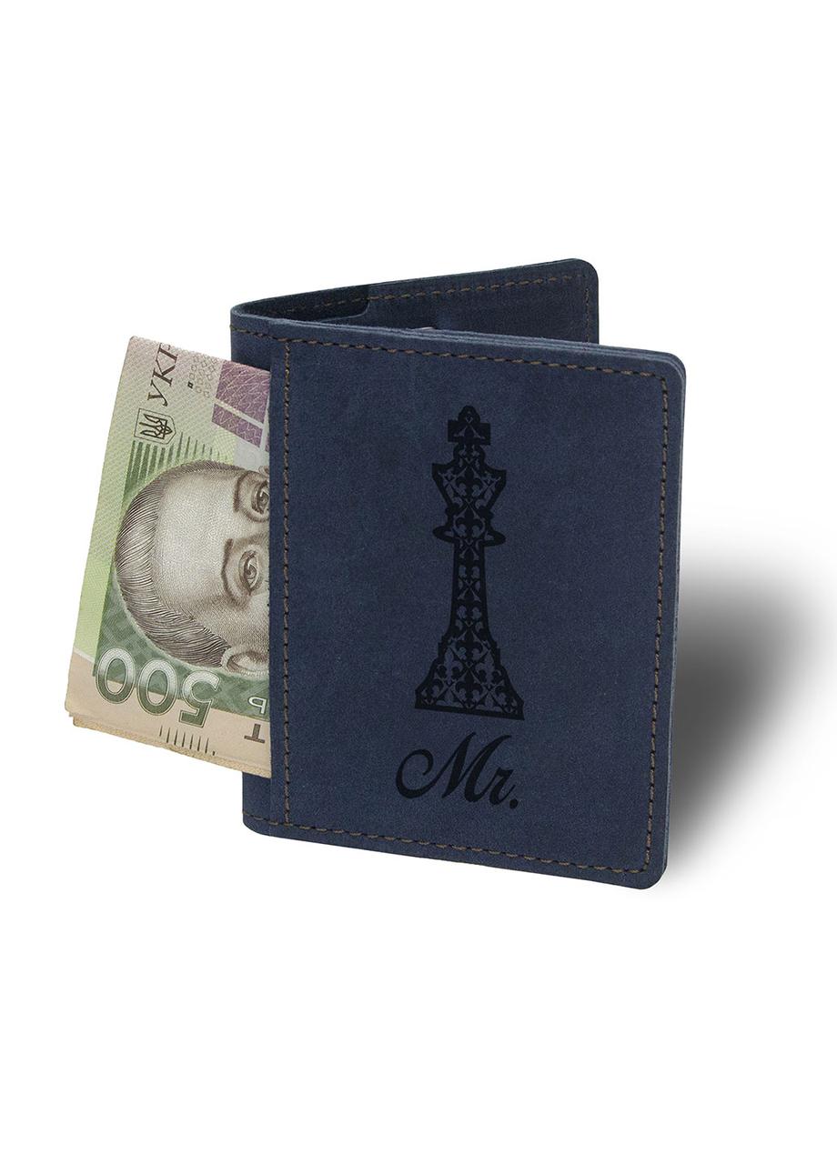 Шкіряний міні гаманець-картхолдер BermuD Синій B 30-18S-15-15