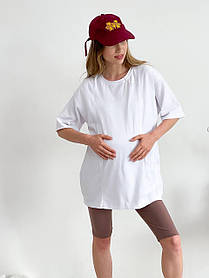 Жіноча футболка для вагітних та годуючих мам WOW MOM Oversize Біла XXL (1_3047)