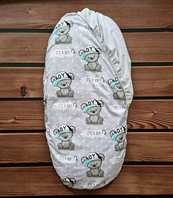 Непромокальний наматрацник у дитячу коляску бавовна універсальний розмір 40х80 см BST Сірий