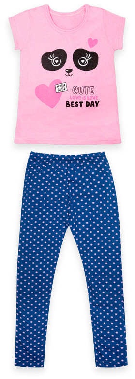 Дитяча бавовняна піжама для дівчинки футболка з брюками GABBI PGD-22-5 Best day Рожевий 104 (13192)