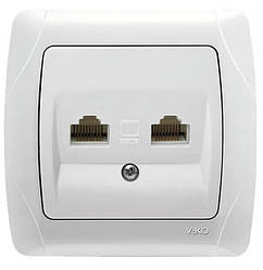 Viko Carmen розетка 2-а комп'ютерна RJ-45 Cat.5E біла