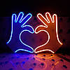 Неонова Led вивіска Руки 500х370 мм різнокольорова з диммером, фото 2