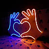 Неонова Led вивіска Руки 500х370 мм різнокольорова з диммером, фото 4