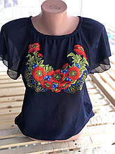 Жіноча шифонова блуза з вишивкою 42-60