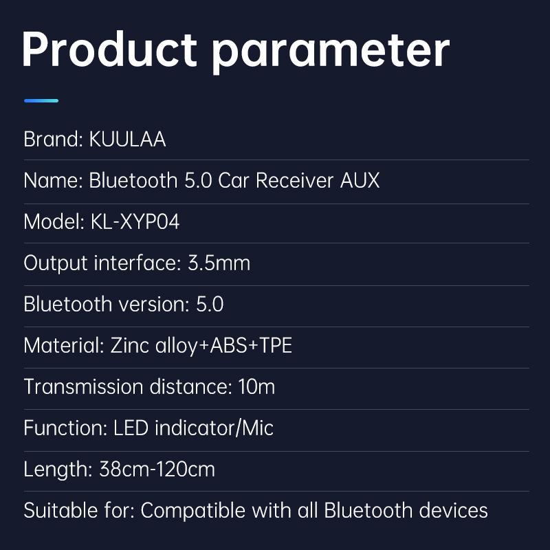 Bluetooth-адаптер KUULAA Bluetooth 5.0 автомобильный приемник AUX с микрофоном Space Gray (KL-XYP04) - фото 10 - id-p1631781465
