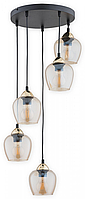 Люстра подвесная Lemir Margo pendant light - 5 bulbs - matt black + golden + amber O2995 W5 CZA + ZL