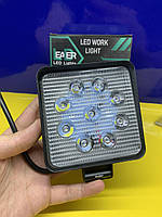 Фара Светодиодная квадро LED фара мощность 27 Watt фара рабочего света для авто,мото,грузовой техники