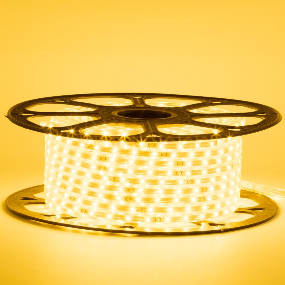 Світлодіодна стрічка 220V, 2835, 48 led/m, 5W, IP67, 350Lm, жовта, фото 1