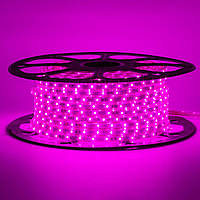 Світлодіодна стрічка 220V, 2835, 48 led/m, 5W, IP68, 350Lm, розова (pink)