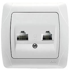 Viko Carmen розетка комп'ютерна + телефон RJ-45 Cat.5E біла