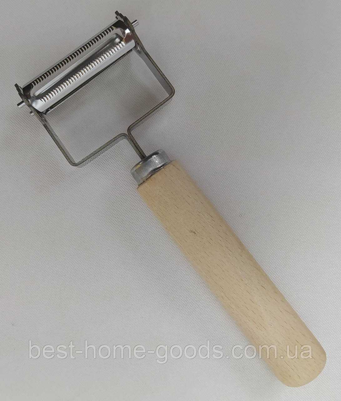 Професійна двостороння овочечистка-шатківниця з дерев’яною ручкою для овочів та фруктів, фото 1