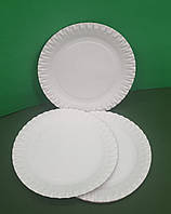 Бумажная одноразовая тарелка диаметр 170мм (100 шт) картонная круглая белая мелкая