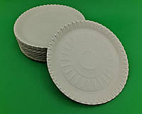 Одноразовые тарелки бумажные диаметр 250мм (100 шт) картонная круглая белая мелкая