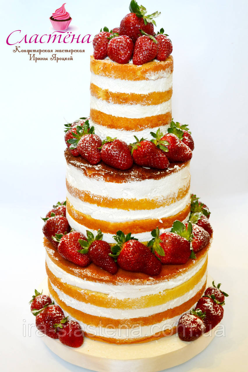 Найкращий весільний торт "Naked cake" з полуницею