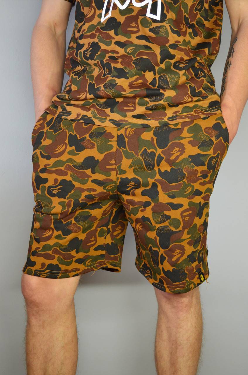 Молодіжні шорти двоколірні Bape. Модні шорти на літо унісекс Бейп для підлітків. Літні шорти Bape