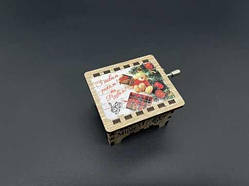 Музична скринька-заготовка для творчості "З Новим роком та Різдвом!" 6х5см дерево / Музична скринька-заготовка для творчості "З