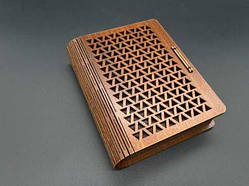 Скринька для грошей і прикрас з фанери з різьбленням трикутники Колір Яблуня 14х11.5х3.5см / Скринька для грошей і прикрас з