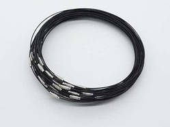 Чорний Шнурок на шию "Тросик" із застібкою Ремінець з карабіном Міцний Ремінець Фурнітура / Чорний Шнурок на шию "Тросик" із