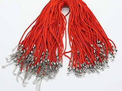 Червоний Шнурок на шию із застібкою "Косичка" з карабіном 50 см. Текстильний міцний Ремінець Фурнітура 100 шт. / Червоний Шнурок