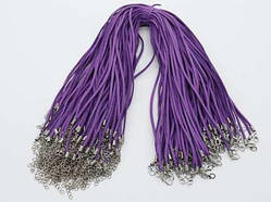 Шнурок на шию із застібкою Замшевий з карабіном 50 см. Текстильний Фіолетовий міцний Ремінець / Шнурок на шию із застібкою