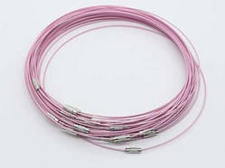 Рожевий Шнурок на шию "Тросик" із застібкою Ремінець з карабіном Міцний Ремінець Фурнітура / Рожевий Шнурок на шию "Тросик" із