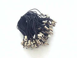 Чорний Шнурок сувенірний із застібкою Текстильний з карабіном 62 мм. Міцний Ремінець 100 шт/уп Фурнітура / Чорний Шнурок