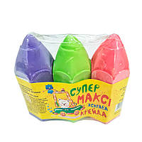 Крейда кольорова для малювання на асфальті та дошці СУПЕРМАКСІ, 3 шт., 100х40 мм