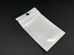 Зіп-Лок пакет із ZIP-замком і підвісом Поліпропіленовий 6х10 см. 100шт/уп. біло-прозорі Європакети Струна / Зіп-Лок пакет із