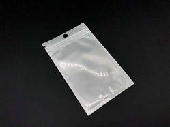 Європакети з ZIP-замком і підвісом Струна 8х13 см. 100шт/уп. біло-прозорі Зіп-Лок пакет Поліпропіленовий / Європакети з ZIP-замком