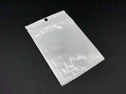 Європакети Струна з ZIP-замком і підвісом 10.5х15см 100шт/уп. біло-прозорі Зіп-Лок пакет Поліпропіленовий / Європакети Струна з