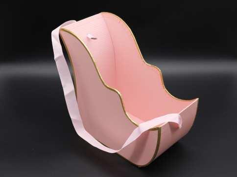 Коробки для квітів з ручками. "Карета". Колір рожевий. 22х16см / Коробки для квітів з ручками. "Карета". Колір рожевий. 22х16см, фото 1