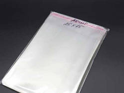 Пакет бопп з клейовим клапаном без написів 25х15см 25мкм 100шт/уп в закритому вигляді - 20,5х15см прозорий / Пакет бопп з клейовим