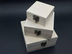 Скринька для декупажу з замком і петлями. 3шт/комплект. 14х14х8см / Скринька для декупажу з замком і петлями. 3шт/комплект.