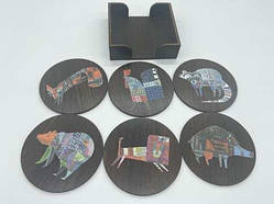 Комплект підставок під гаряче в коробочці, 6шт., тоновані, 10х11см / Комплект підставок під гаряче в коробочці, 6шт., тоновані,