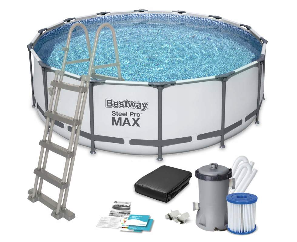 Басейн каркасний Bestway 56438, розмір 457 x 122 см, фільтр — насос, сходи, тент