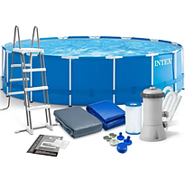 Басейн каркасний Intex 28242 розмір 457 x 122 см драбина тент підстилка фільтр-насос