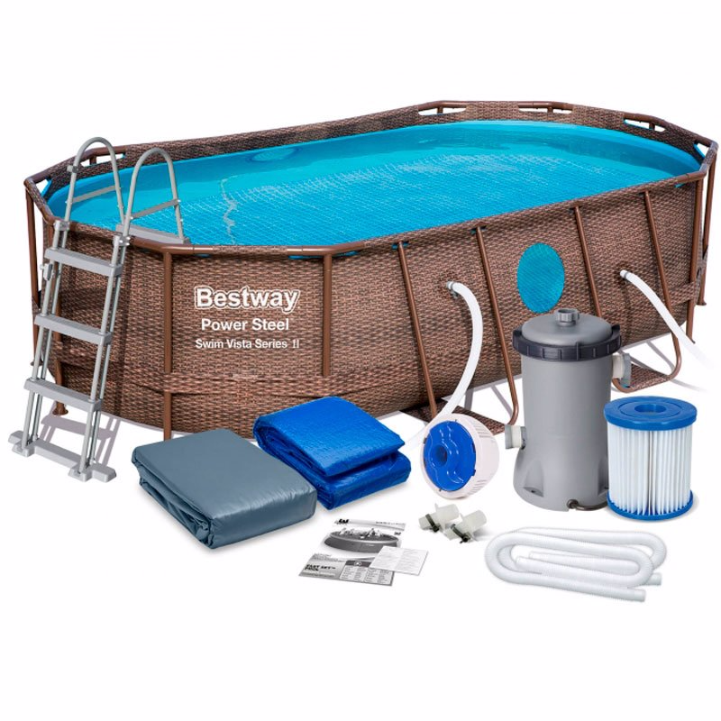 Каркасний басейн Bestway 56714 Power Rattan Frame Pools 427 x 257 x 100 см, фото 1