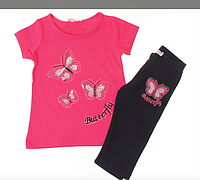 Летний костюм для девочки  футболка бриджи,размер 104,110,128