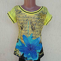 Футболка для дівчинки з великою блакитною квіткою ДШ