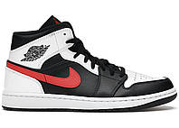 Кроссовки Nike Air Jordan 1 Mid Black Chile Red White - 554724-075