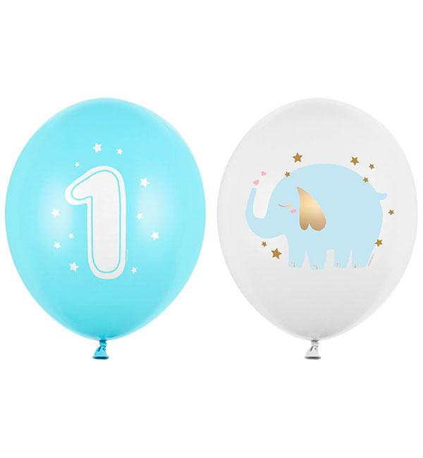 Повітряні кулі "One year" 5 шт., Польща, колір блакитний