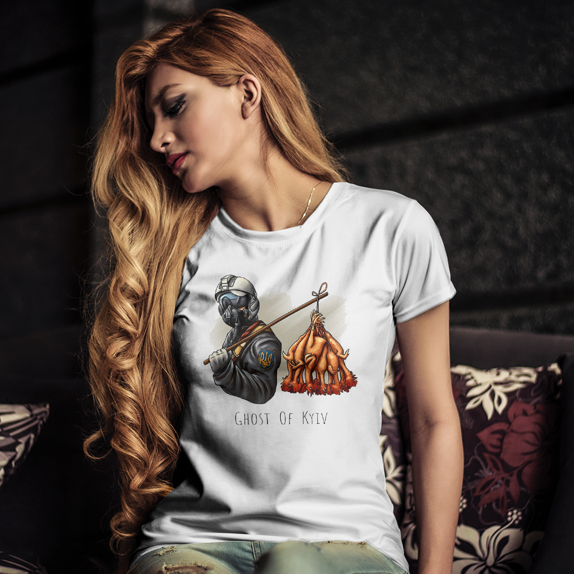 Патріотична жіноча футболка з Привідом Києва, біла, фото 1