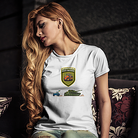 Патріотична жіноча футболка Тракторні війська України, біла