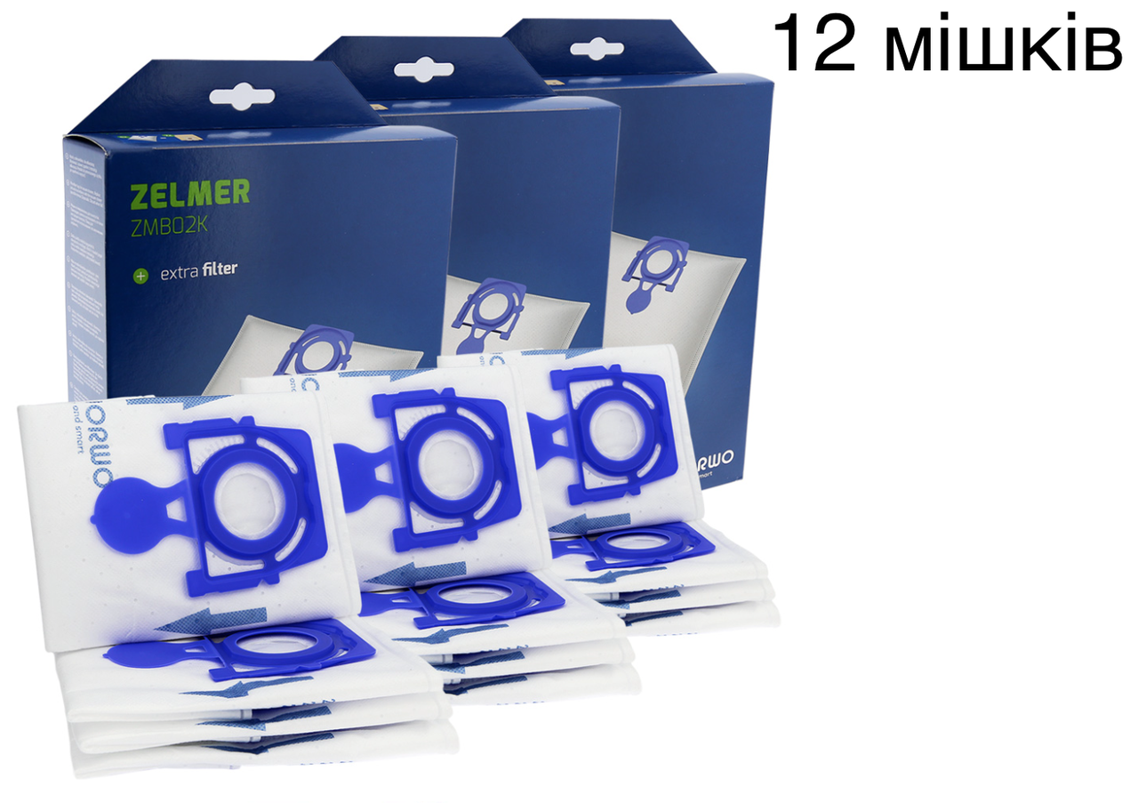 Набір мішків (12 шт.) для пилососів ZELMER (тип: 494000, тип: ZVCA100B), фото 1