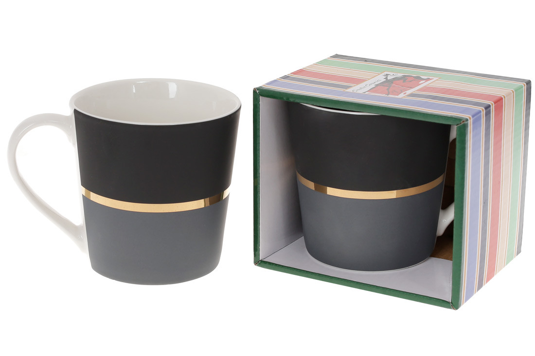 Чашка порцелянова Золота Лінія, 390мл, колір - чорний