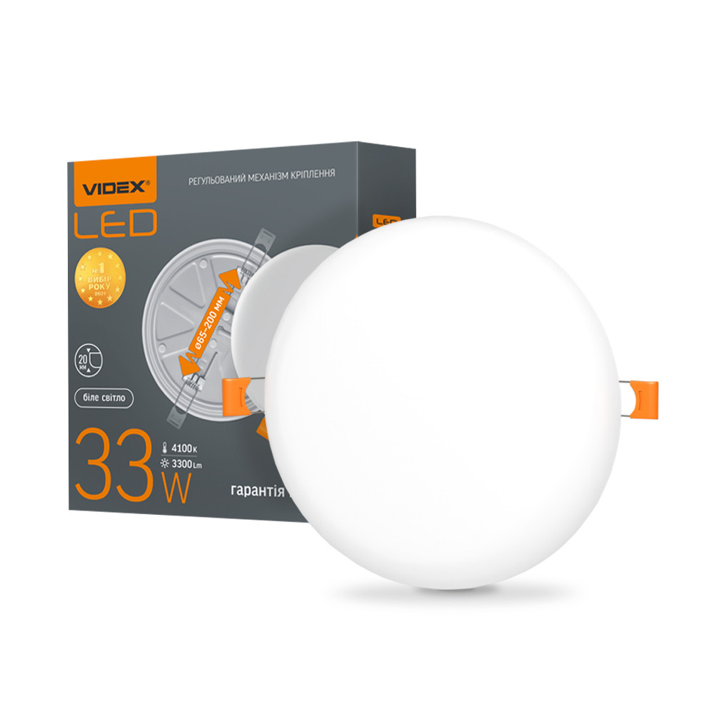 LED світильник безрамковий круглий Videx 33W 4100K VL-DLFR-334 25144